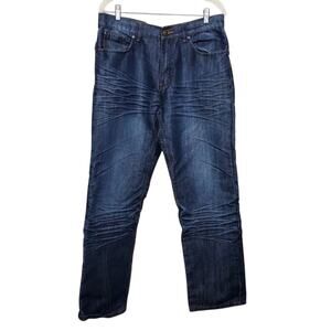 EMCEE Blue Jeans Dark Wash Men Size 34x32 Straight Leg Streetwear Denim Pants